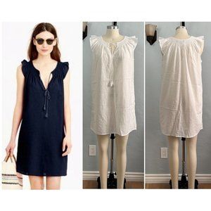 J. CREW White Cotton Smocked Flutter-Sleeve Mini Dress - Swim Cover-Up - Small